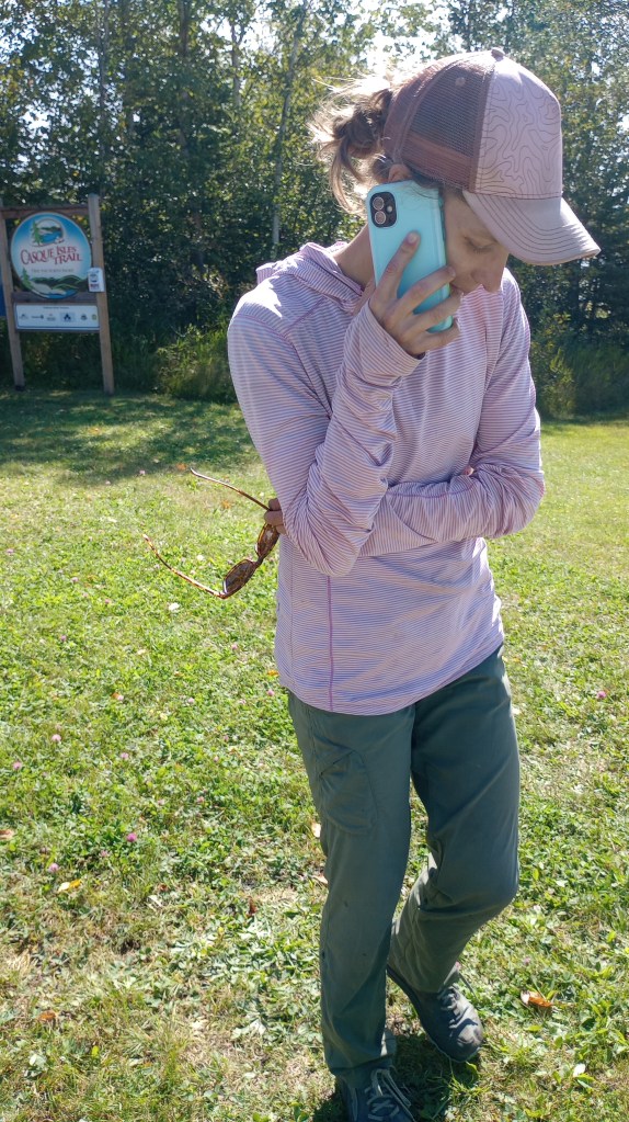 A woman talking on a cellphone.